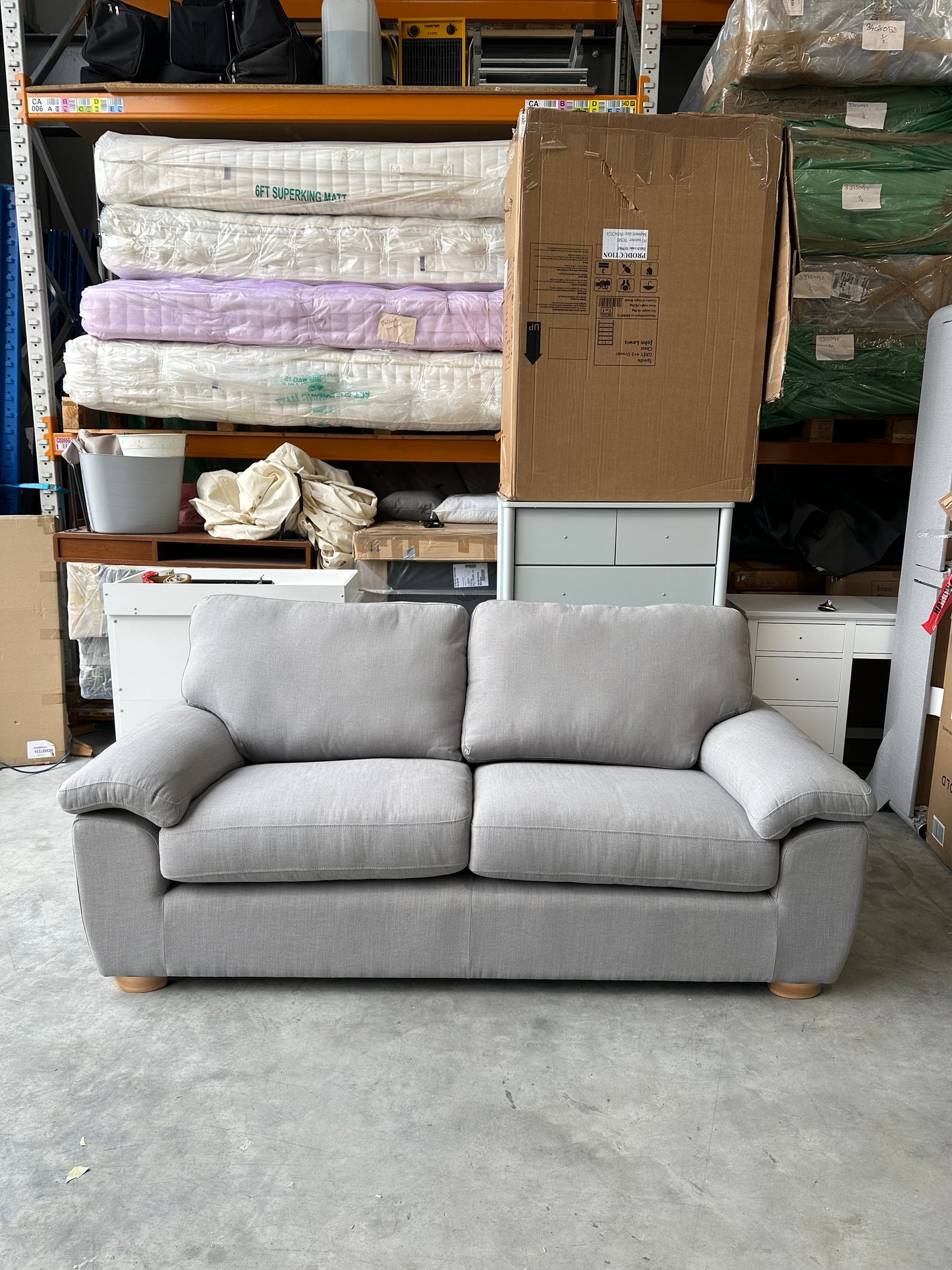 John Lewis Camden Large 3 Seater Sofa in Linen Storm Grey