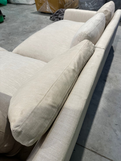 John Lewis Tortona RHF Chaise Sofa Premium Herringbone Fabric Light Legs Natural