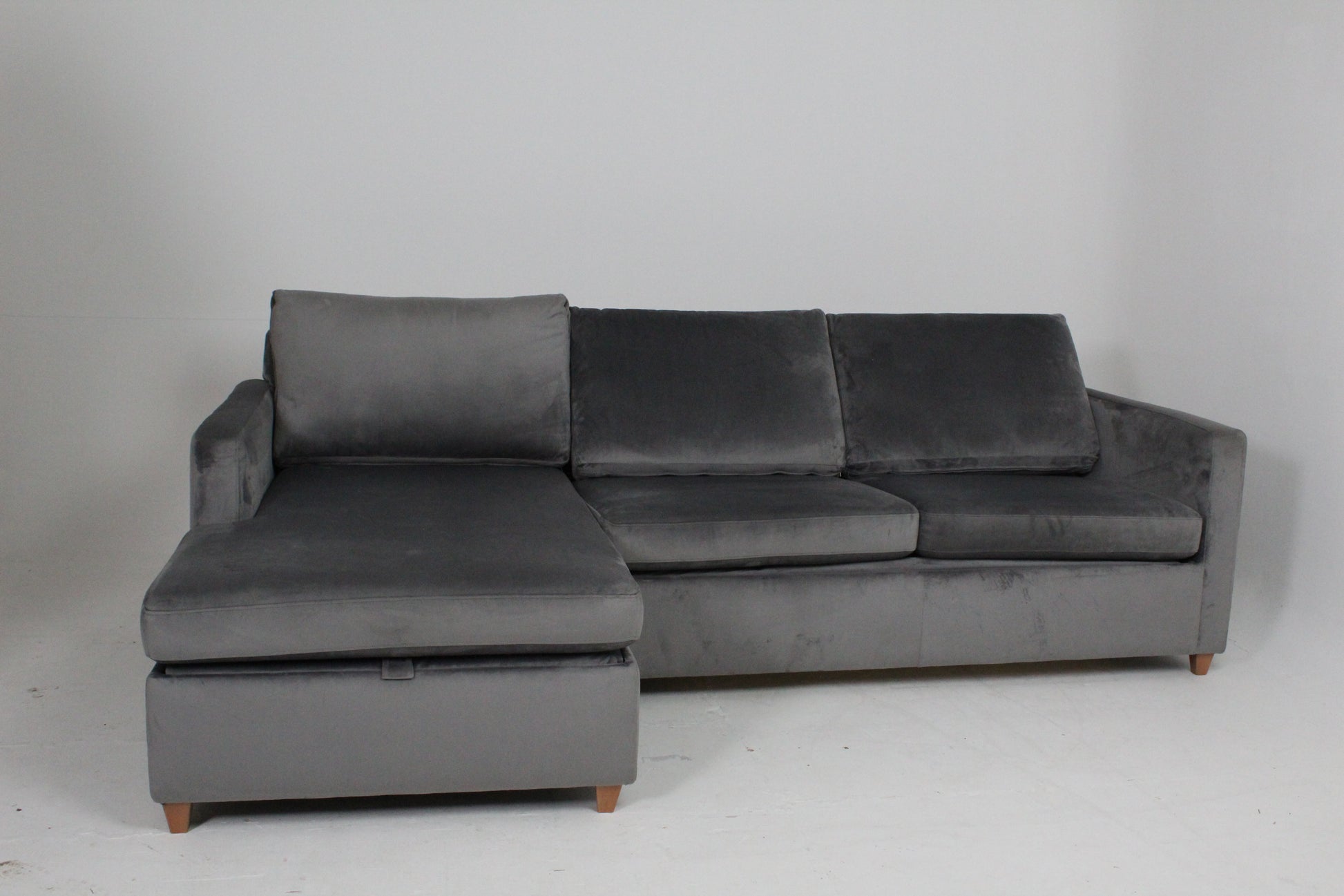 John Lewis Bailey II 4 Seater LHF Chaise End Sofa In velvet steel