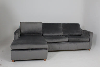 John Lewis Bailey II 4 Seater LHF Chaise End Sofa In velvet steel