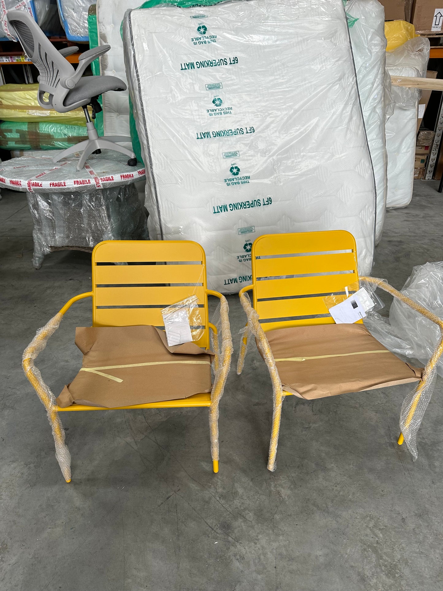John Lewis Metal Garden Lounge Chair, Melon Yellow x 3 set of 3  Chairs