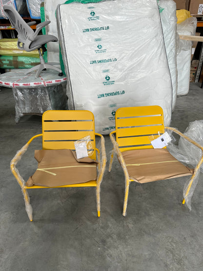 John Lewis Metal Garden Lounge Chair, Melon Yellow x 3 set of 3  Chairs