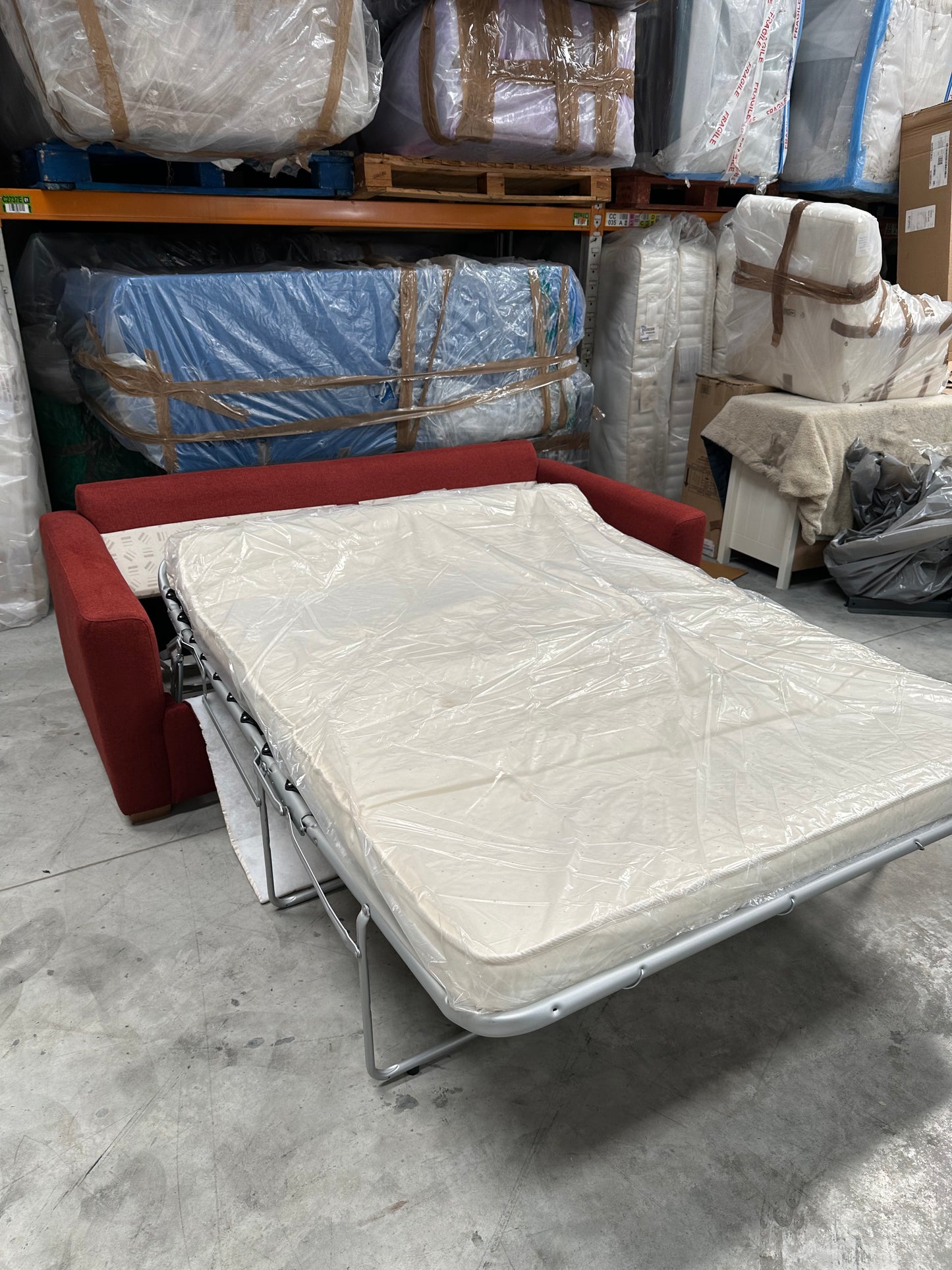 John Lewis Oliver II Sofa Bed Brushed Tweed Red