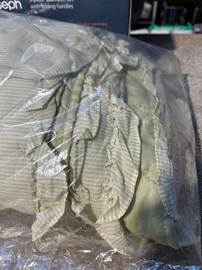 John Lewis Chambray Stripe Reversible Quilted Bedspread, Pistachio