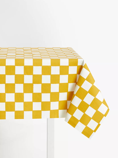 John Lewis ANYDAY Checkerboard PVC Tablecloth Fabric, Mustard £15pm 1m