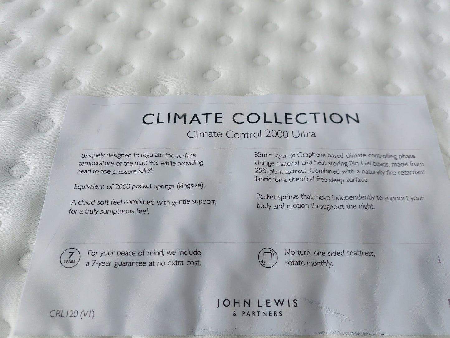 John Lewis Climate Collection 2000 Ultra Mattress, Soft/Medium King Size