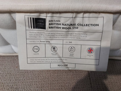 John Lewis British Natural Collection, Wool 5750 Mattress, Regular Tension, Double