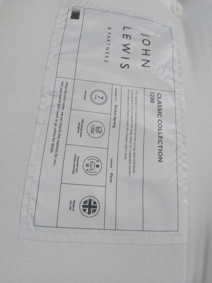 John Lewis Classic Collection 1200 Pocket Spring Mattress, Firm Tension, King Size