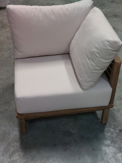 John Lewis Coast Eucalyptus Wood Garden Corner Unit Chair, Brushed Wood