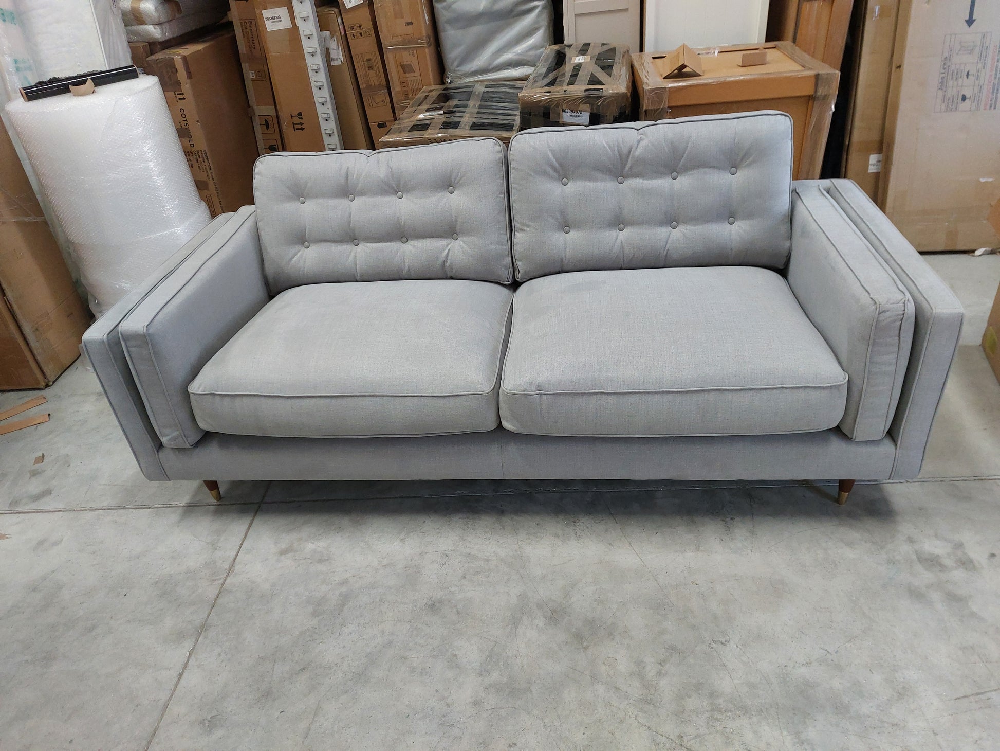 John Lewis + Swoon Lyon Large 2 Seater Sofa, Dark Leg, Weave Nickle Grey