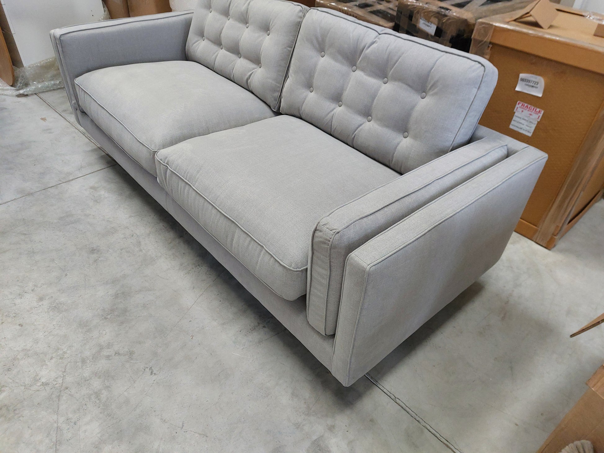 John Lewis + Swoon Lyon Large 2 Seater Sofa, Dark Leg, Weave Nickle Grey