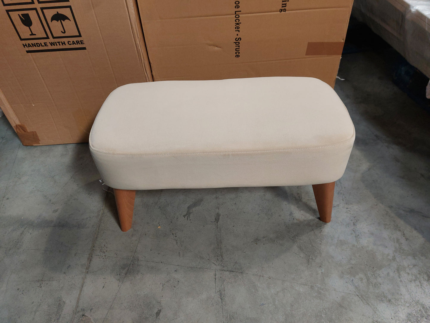 John Lewis Bergen II Footstool Easy Clean Eco Velvet Natural