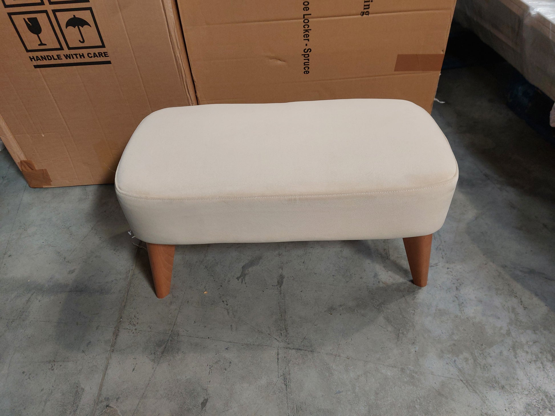 John Lewis Bergen II Footstool Easy Clean Eco Velvet Natural