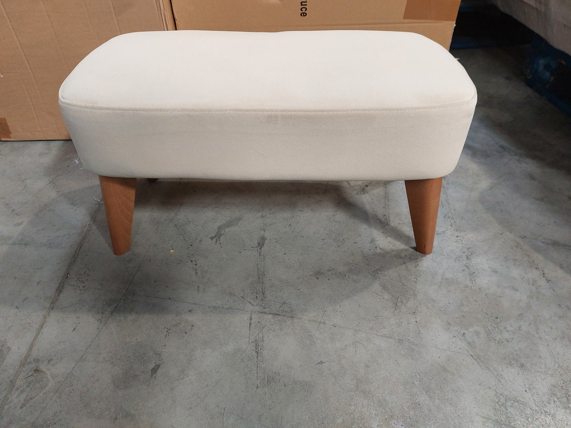 John Lewis Bergen II Footstool Easy Clean Eco Velvet Natural