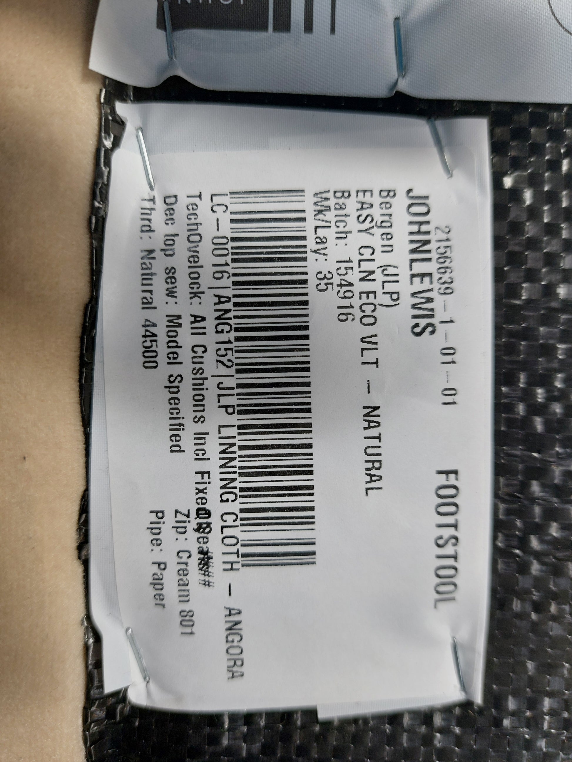 John Lewis Bergen II Footstool Easy Clean Eco Velvet Natural