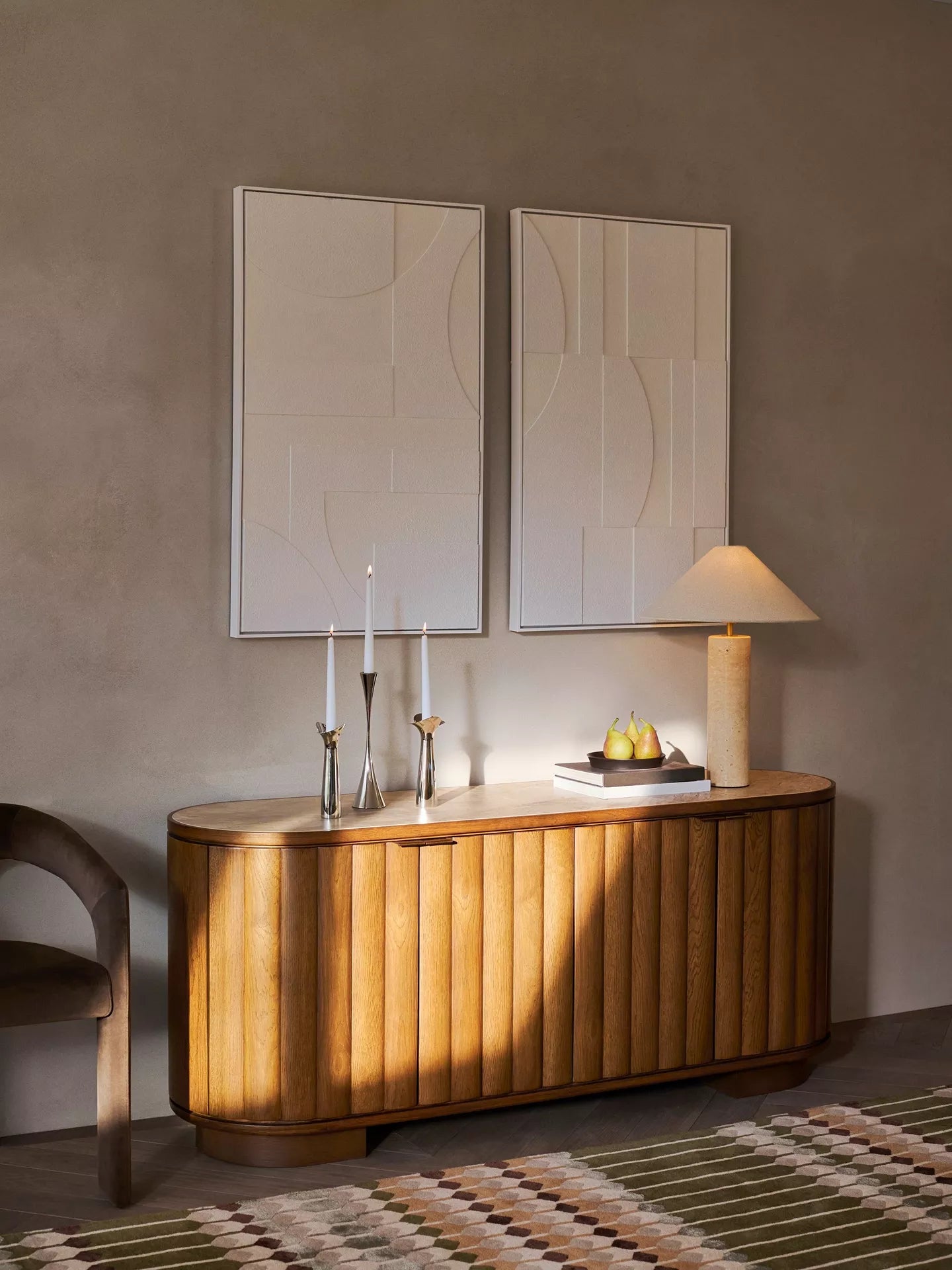 John Lewis Sculpt Sideboard, Dark Stain Ceramic