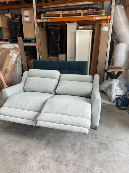 John Lewis Elevate Large 2 Seater Power Recliner Sofa, Metal Leg Aquaclean Baby Blue