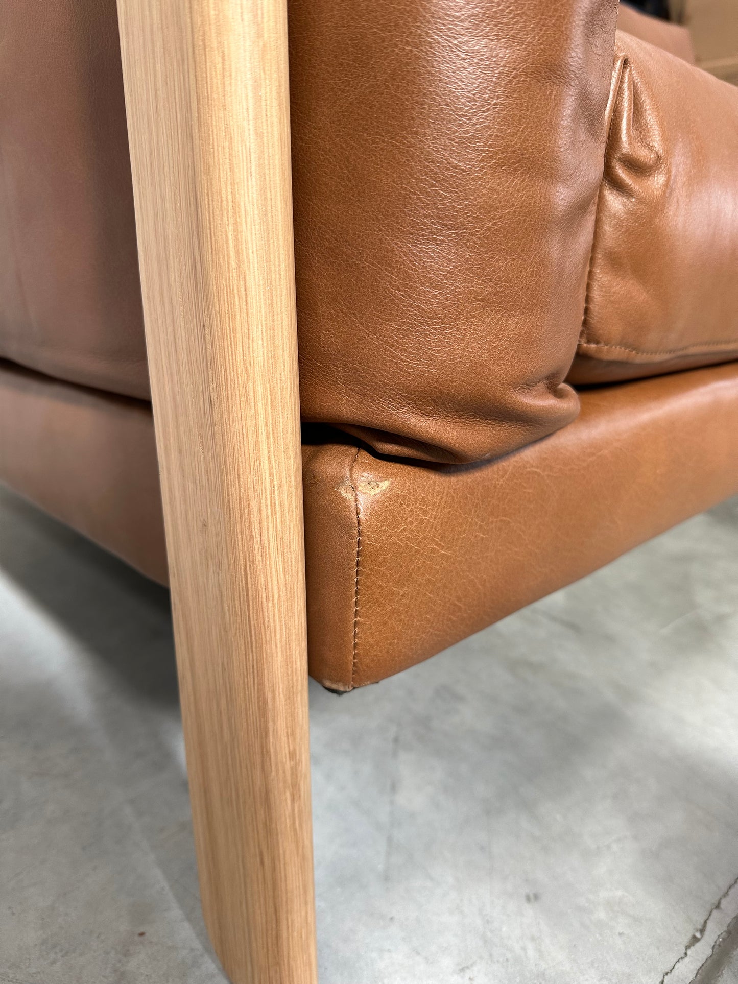 John Lewis Nest Medium 2 Seater Leather Sofa, Light Leg, Butterscotch Leather