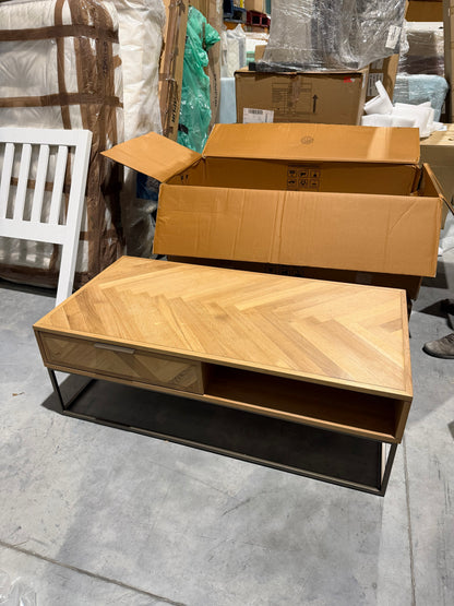 John Lewis Estate 2 Drawer Oak Wood Coffee Table, Natural