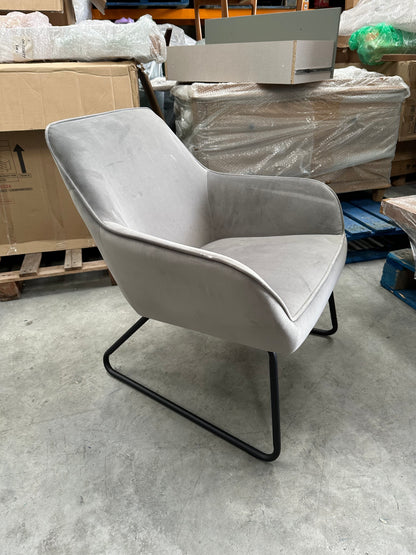 John Lewis Form Accent Chair, Black Metal Leg, Velvet Storm Grey