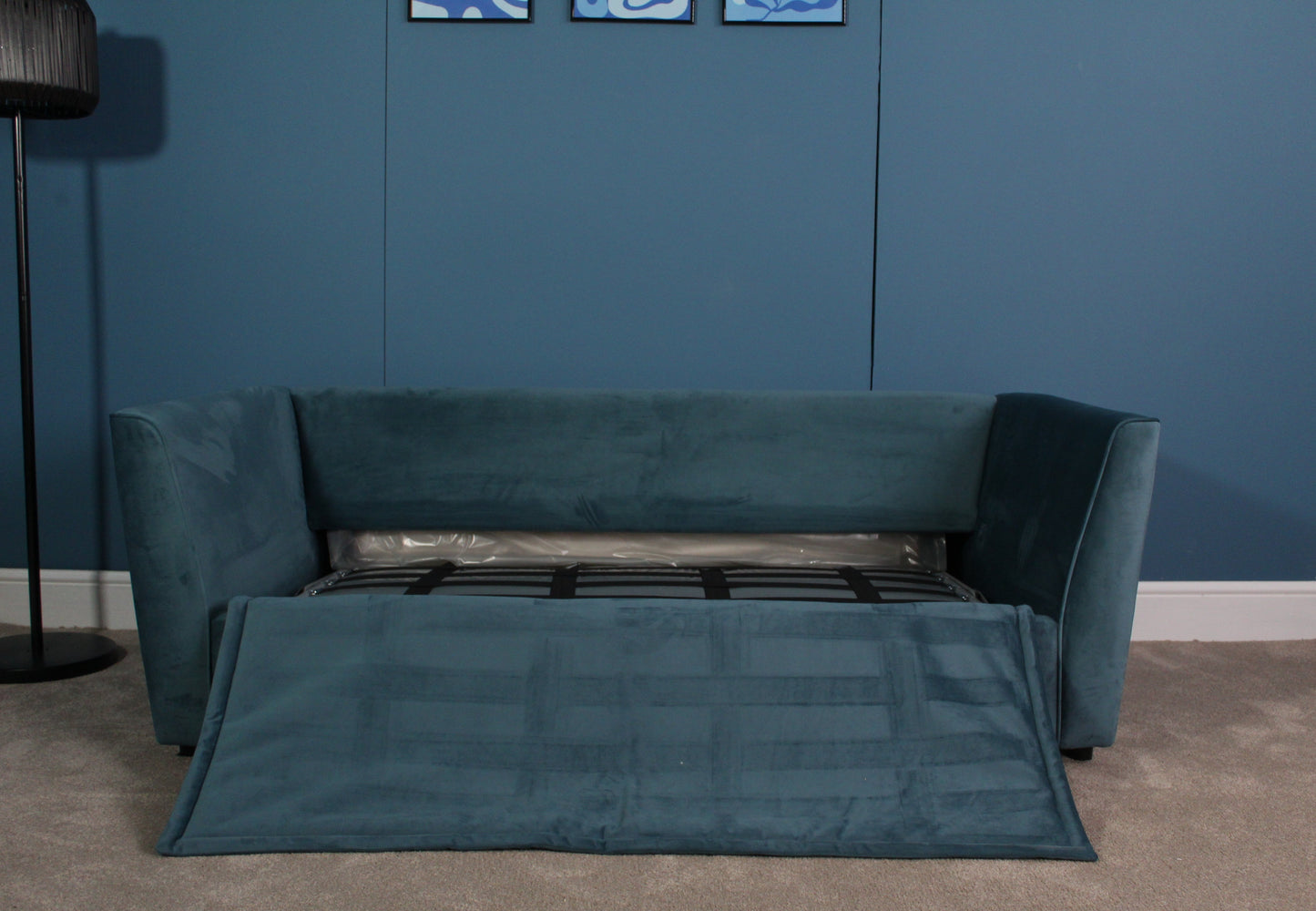 Brook & Wilde 2 Seater Sofa Bed in Teal Velvet - Made in UK - Bespoke