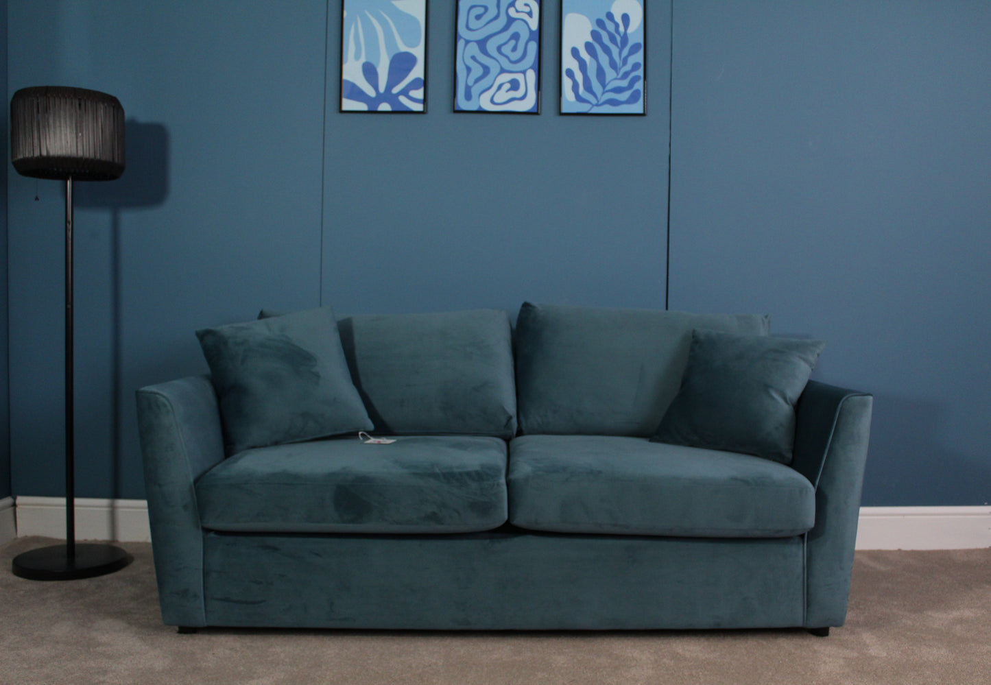 Brook & Wilde 2 Seater Sofa Bed in Teal Velvet - Made in UK - Bespoke