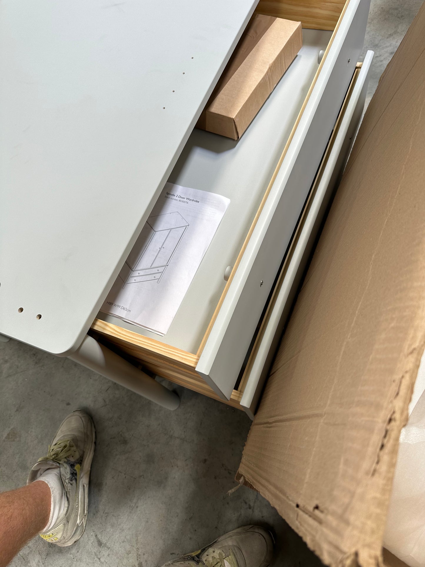 John Lewis Spindle Double Wardrobe in Grey with 2 drawers