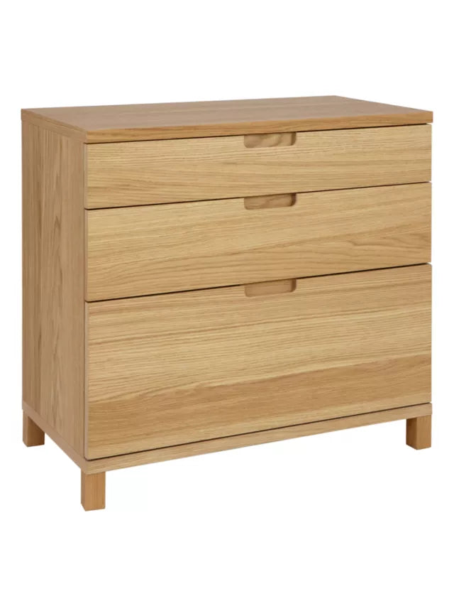 John Lewis Abacus 3-Drawer Wide Filing Chest, FSC-Certified (Oak Wood)