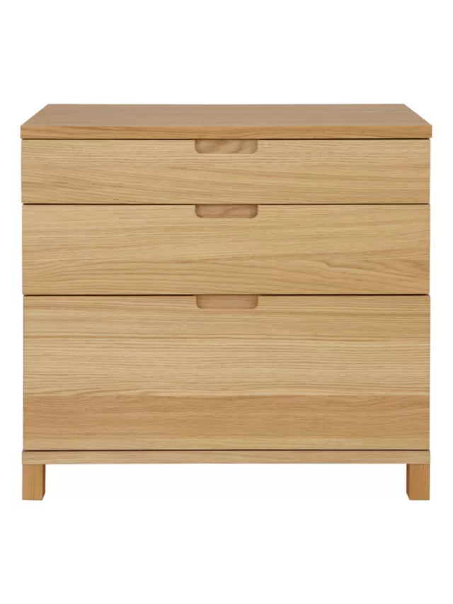 John Lewis Abacus 3-Drawer Wide Filing Chest, FSC-Certified (Oak Wood)