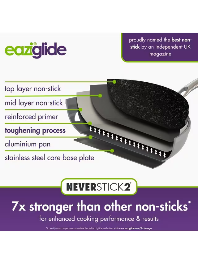 Eaziglide Neverstick2 Aluminium Non-Stick Saucepan Set with Lids, 3 Piece