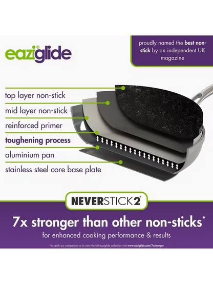 Eaziglide Neverstick2 Aluminium Non-Stick Saucepan Set with Lids, 3 Piece