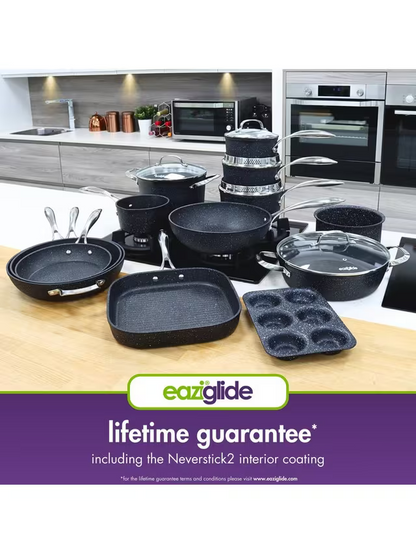 Eaziglide Neverstick2 Aluminium Non-Stick Saucepan Set with Lids, 3 Piece