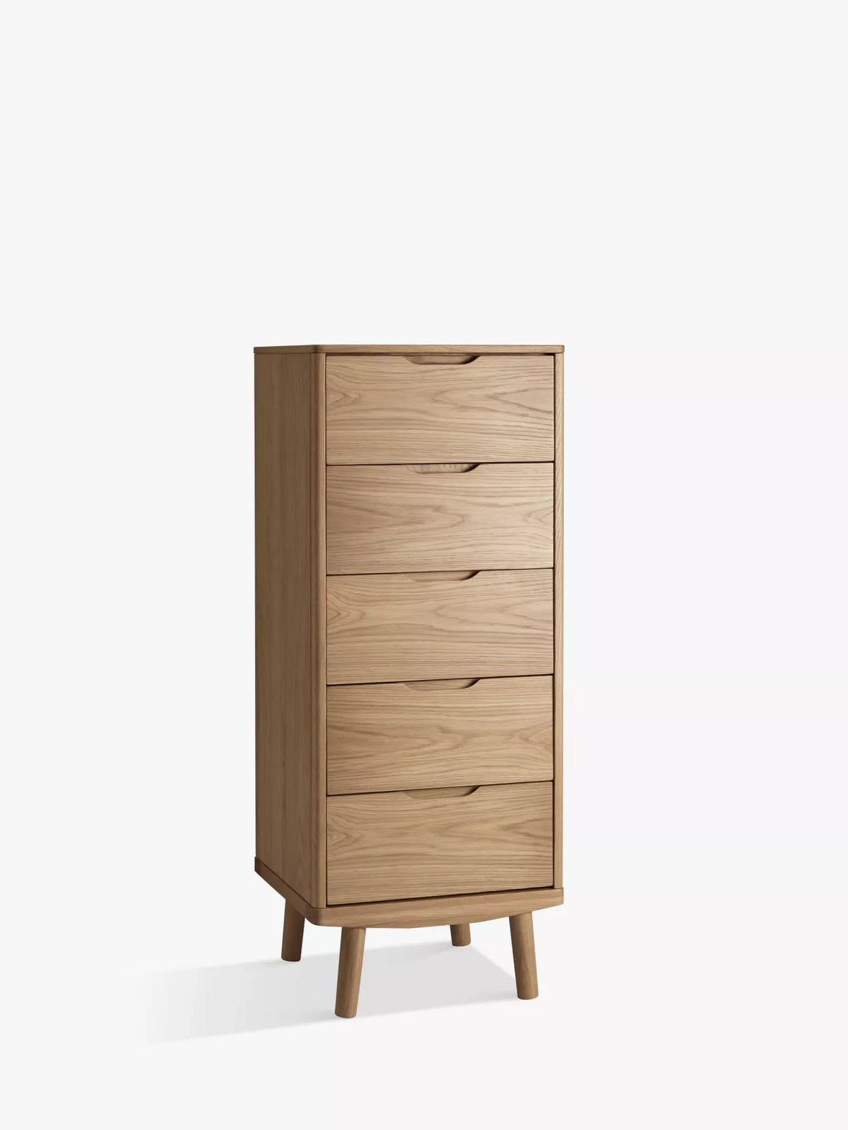 John Lewis Bow 5 Drawer Tallboy Chest, Natural