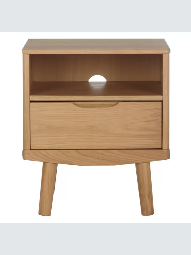 John Lewis Bedside Table Bow 1 Drawer, Natural