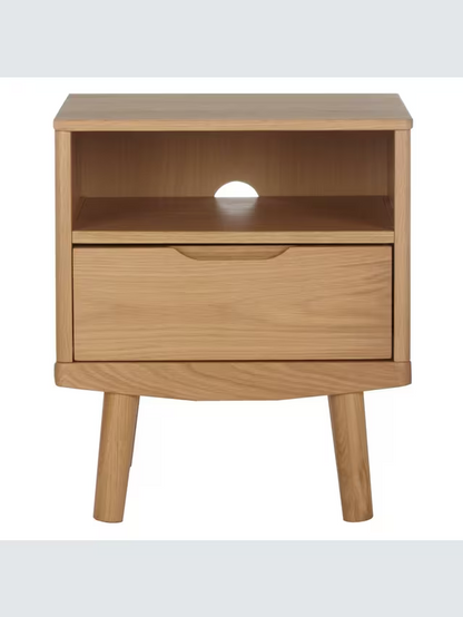 John Lewis Bedside Table Bow 1 Drawer, Natural