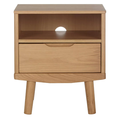 John Lewis Bow 1 Drawer Bedside Table, Natural Oak
