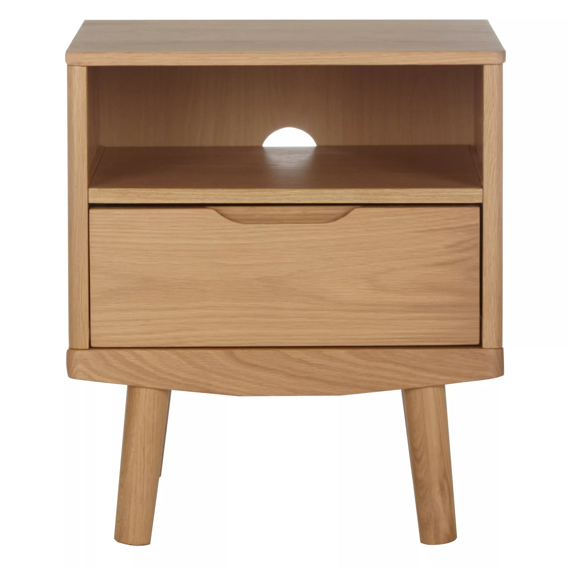 John Lewis Bow 1 Drawer Bedside Table, Natural