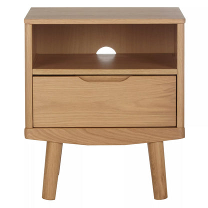 John Lewis Bow 1 Drawer Bedside Table, Natural