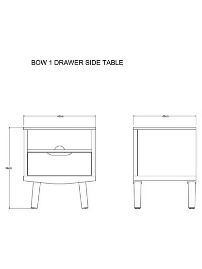 John Lewis Bedside Table Bow 1 Drawer, Natural