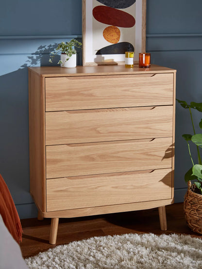 John Lewis Bow 4 Drawer Chest, Natural