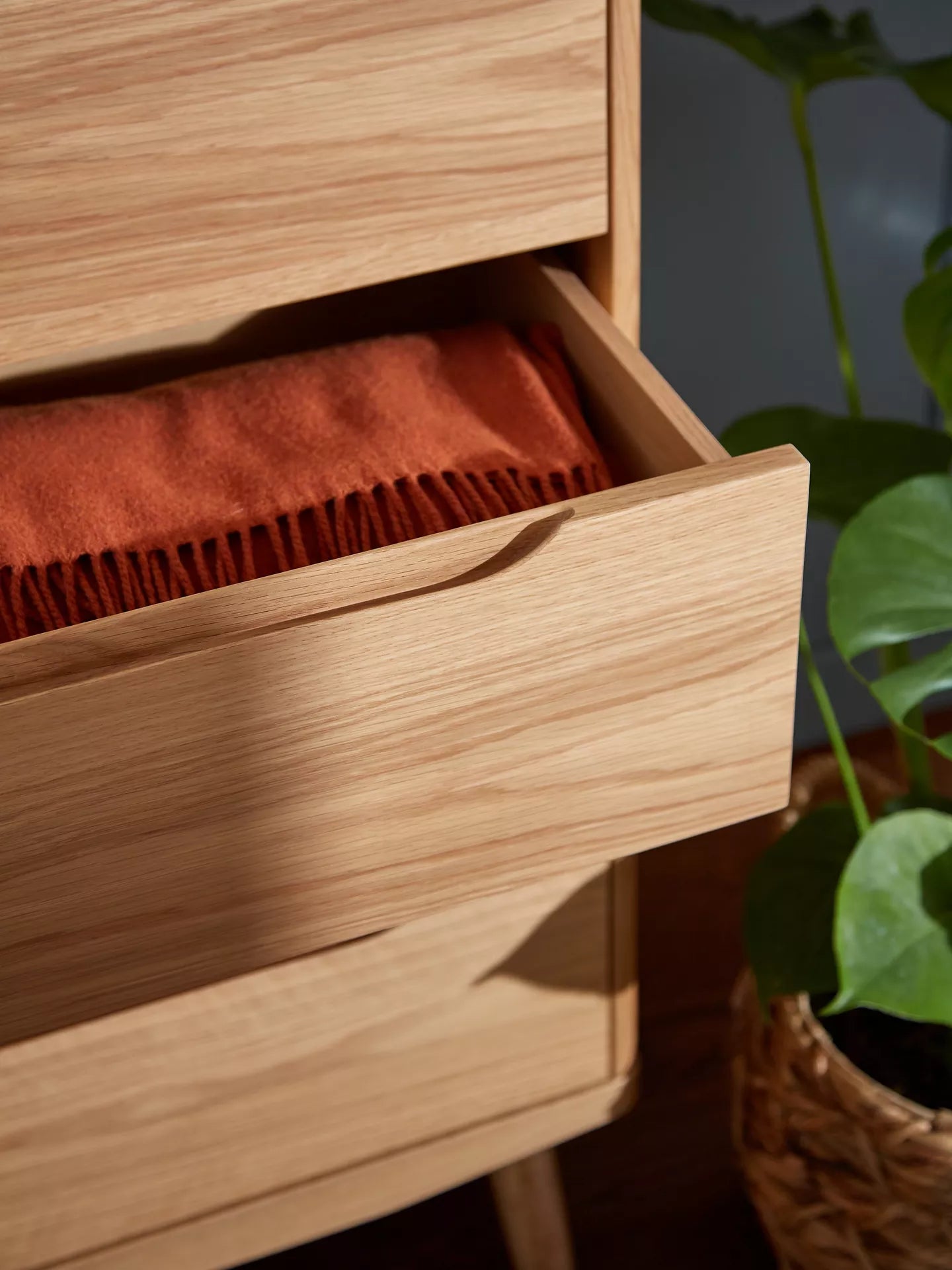 John Lewis Bow 4 Drawer Chest, Natural