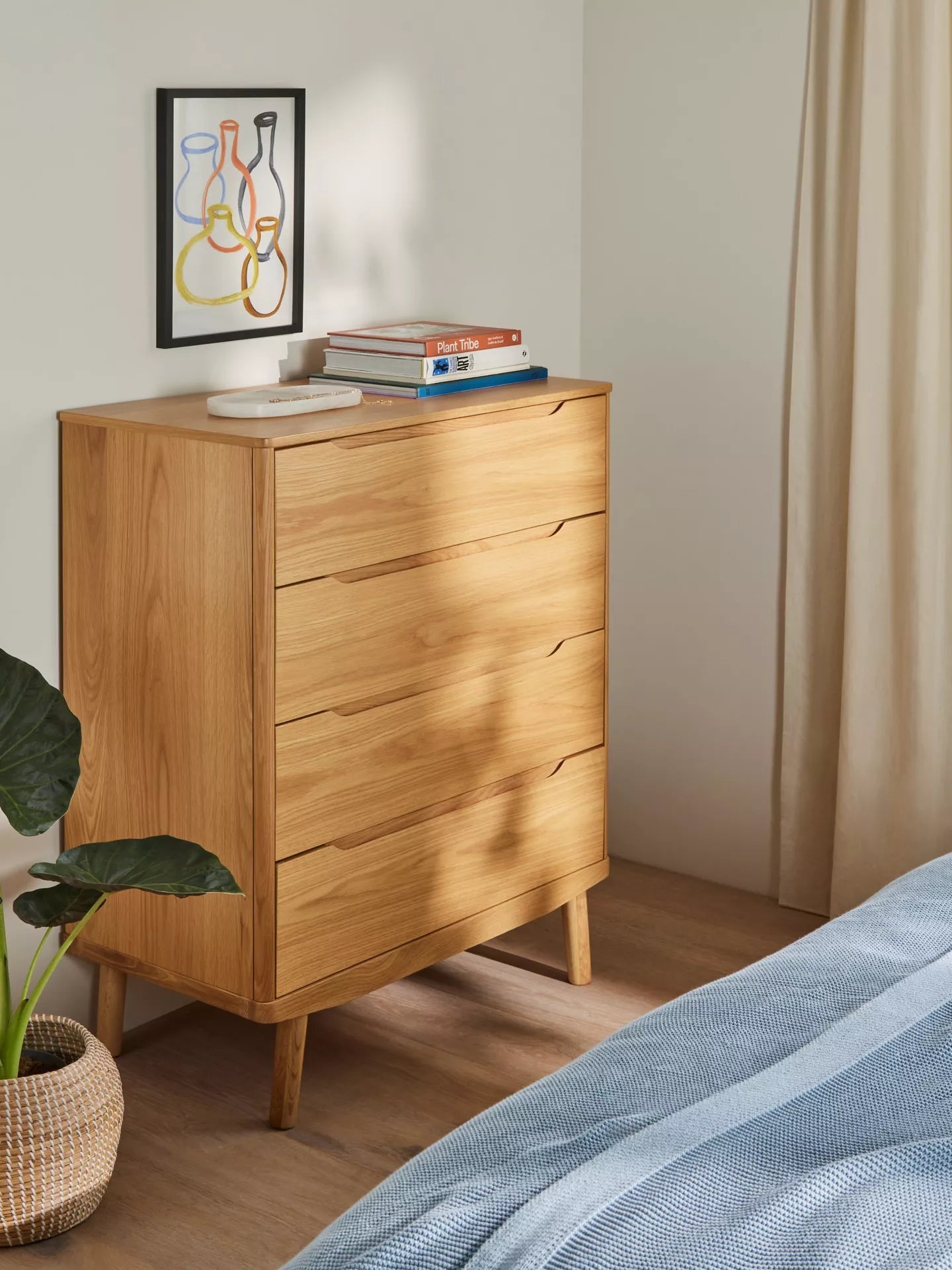 John Lewis Bow 4 Drawer Chest, Natural