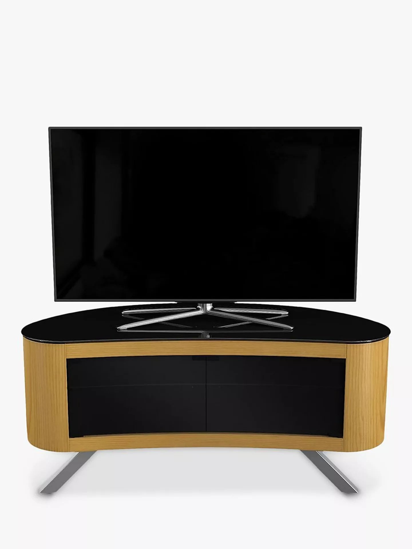 AVF Affinity Premium 1150 Bay Curved TV Stand For TVs Up To 55", Oak