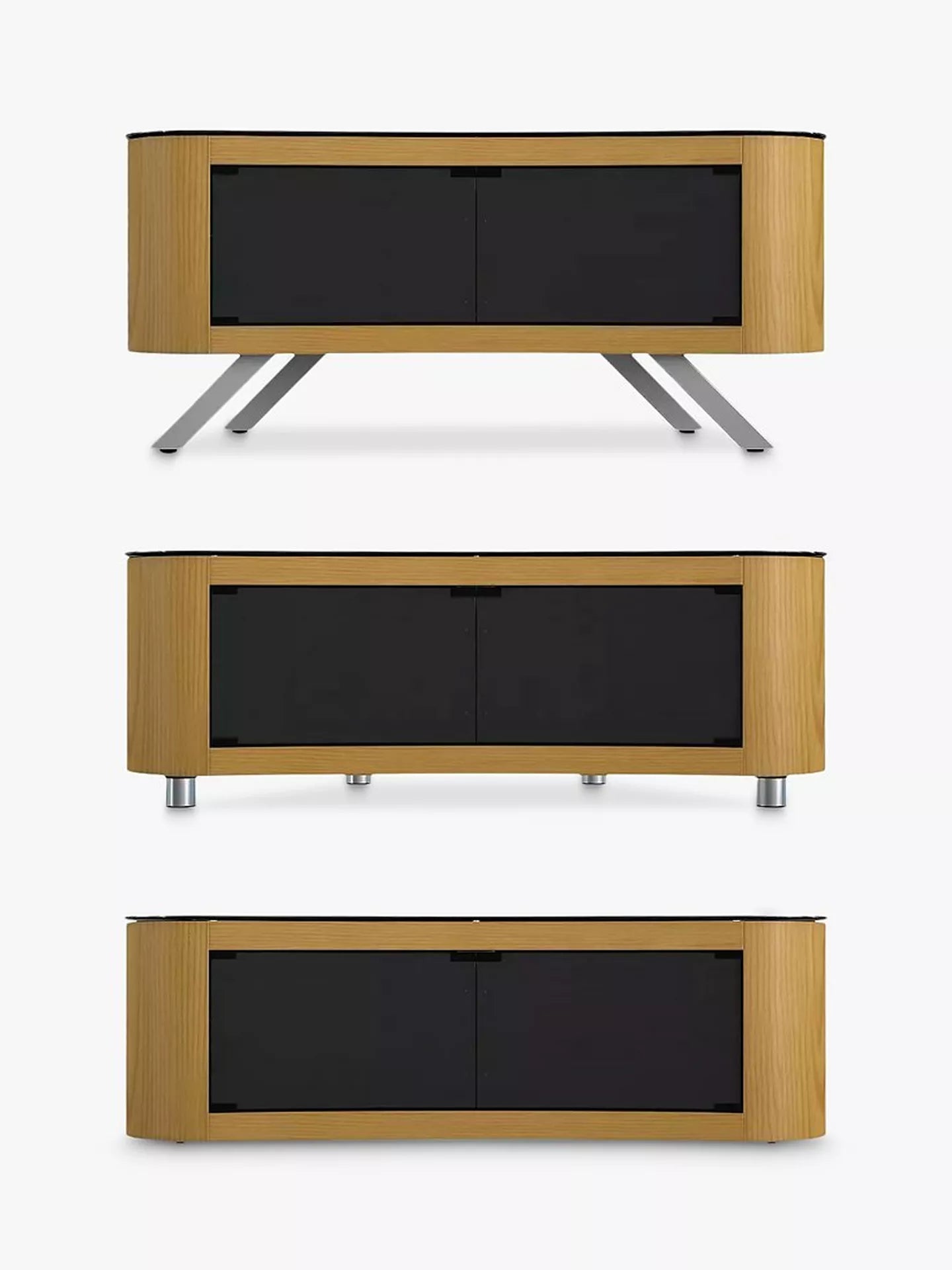 AVF Affinity Premium 1150 Bay Curved TV Stand For TVs Up To 55", Oak