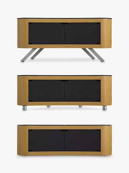 AVF Affinity Premium 1150 Bay Curved TV Stand For TVs Up To 55", Oak