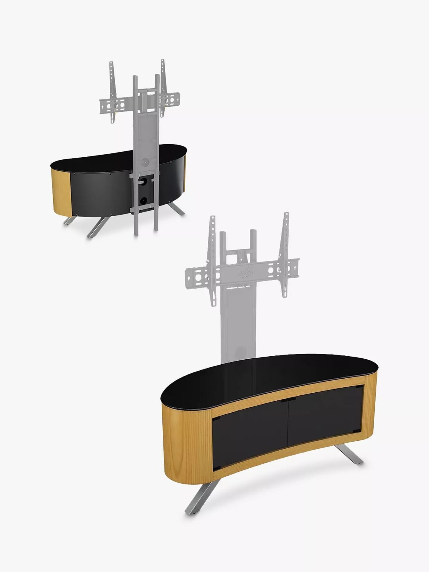 AVF Affinity Premium 1150 Bay Curved TV Stand For TVs Up To 55", Oak