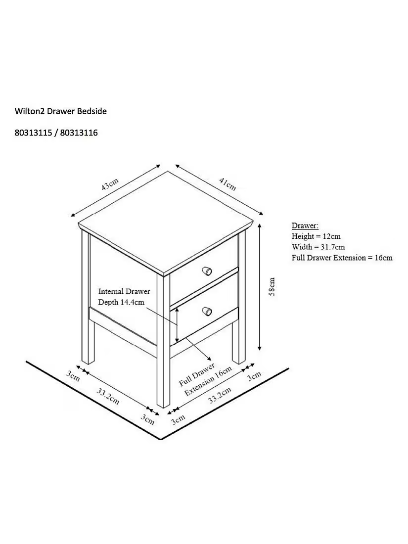 John Lewis Wilton 2 Drawer Bedside Cabinet White