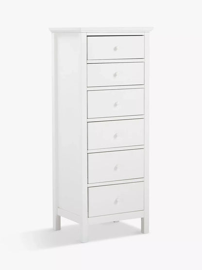 John Lewis Wilton 6 Drawer Tallboy Chest White Bedroom Furniture
