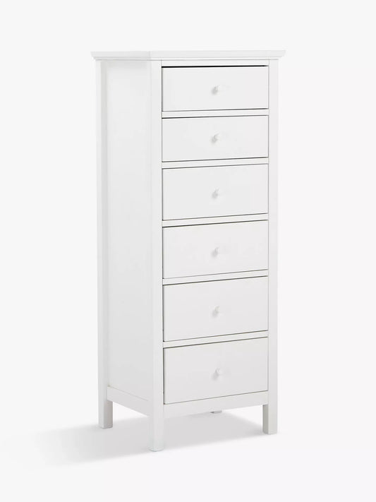 John Lewis Wilton 6 Drawer Tallboy Chest Bedroom Furniture White