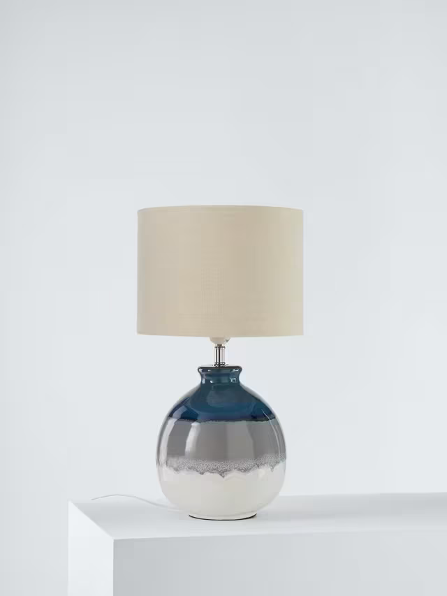 John Lewis Martha Ceramic Table Lamp, Blue/Green